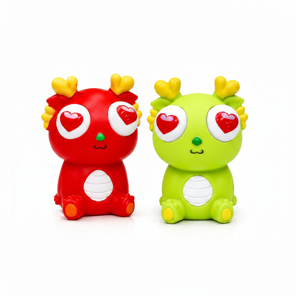 Cute Dragon Squishy Toy with Heart Eyes & Shake-Activated Light-Up Feature – Soft Stress Relief Fidget Toy (Random Color)