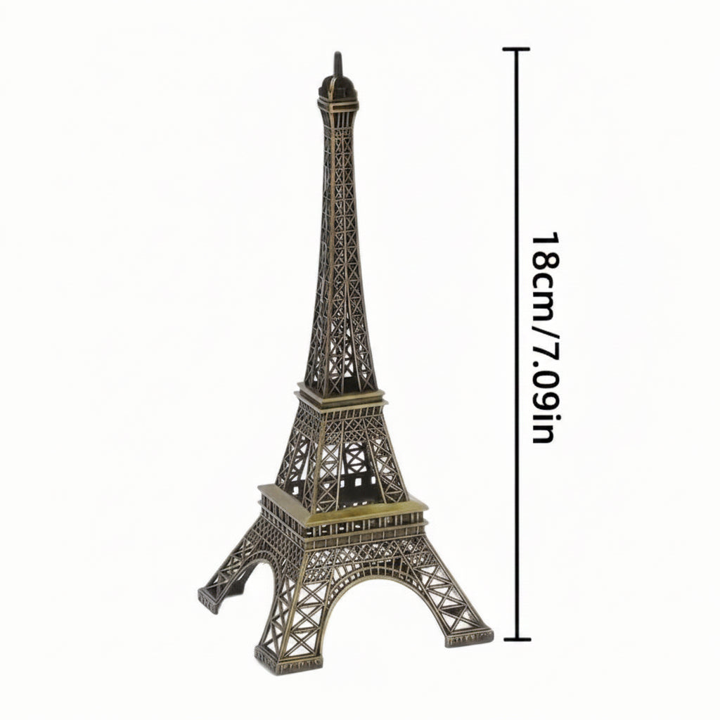 Bronzed Eiffel Tower Metal Ornament – Decorative Building Model for Home & Office
