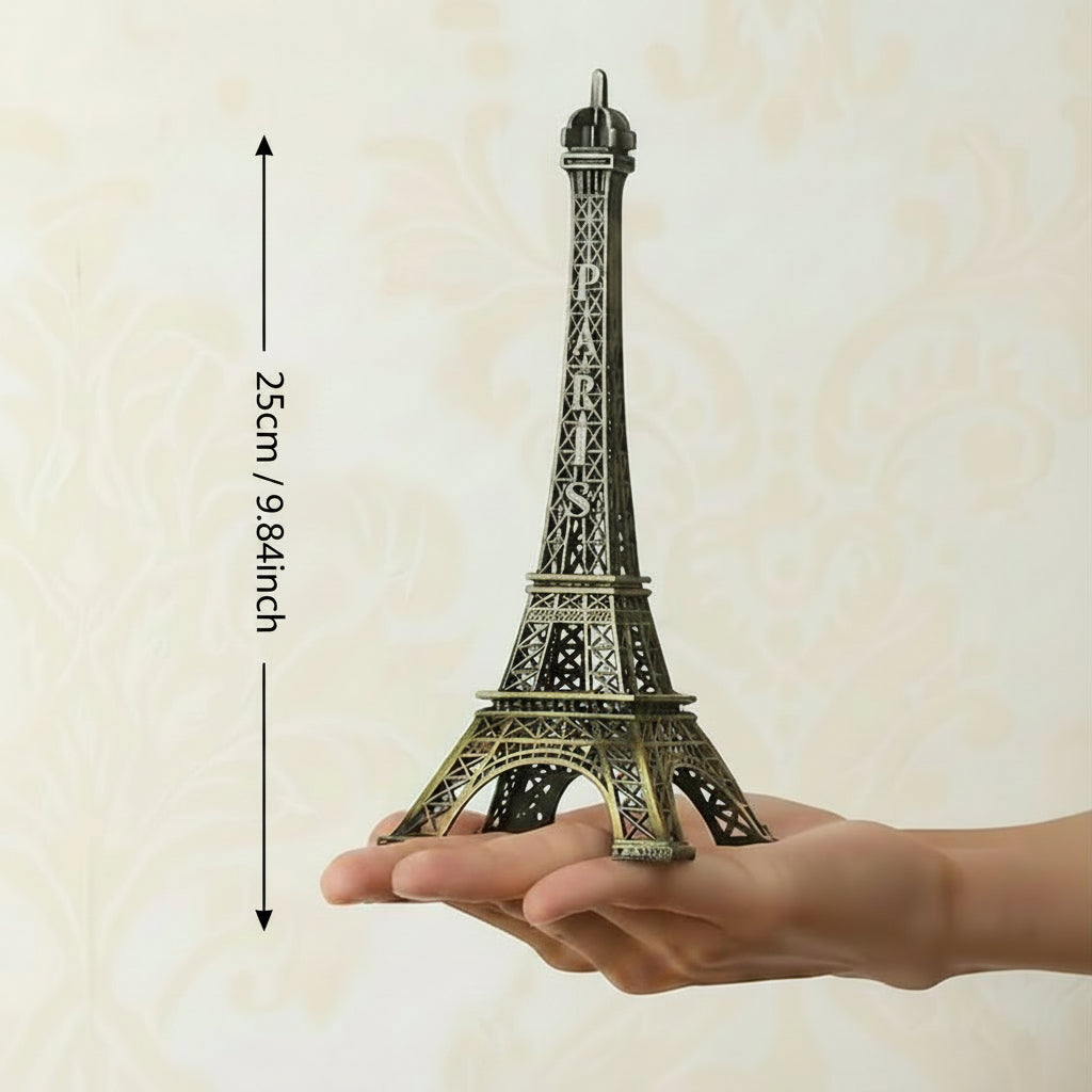 Bronzed Eiffel Tower Metal Ornament – Decorative Building Model for Home & Office