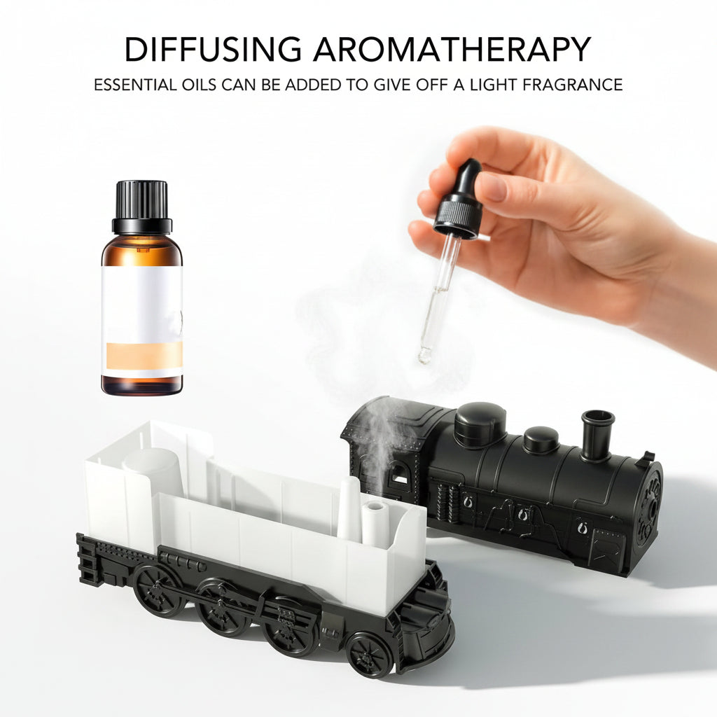 Train Aromatherapy Diffuser & Humidifier – Decorative Essential Oil Mist Maker for Home & Office