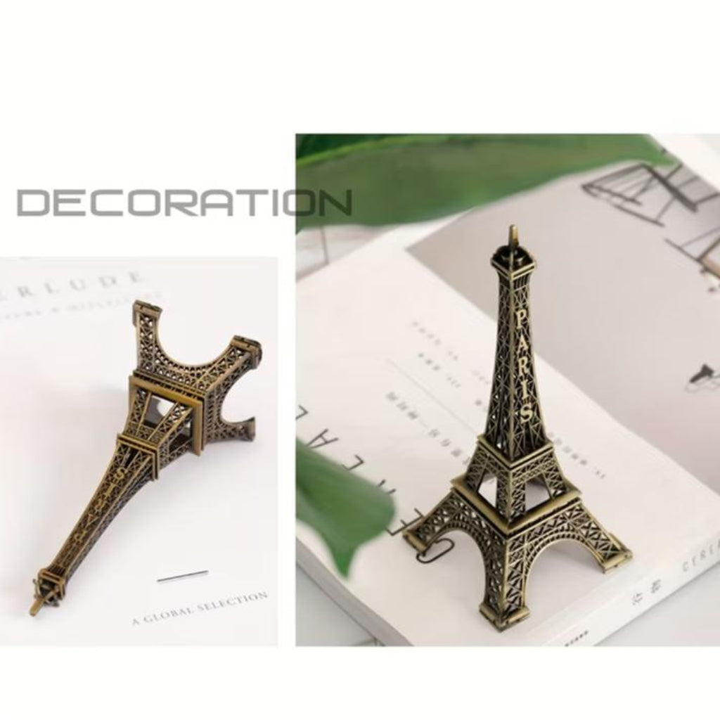 Bronzed Eiffel Tower Metal Ornament – Decorative Building Model for Home & Office