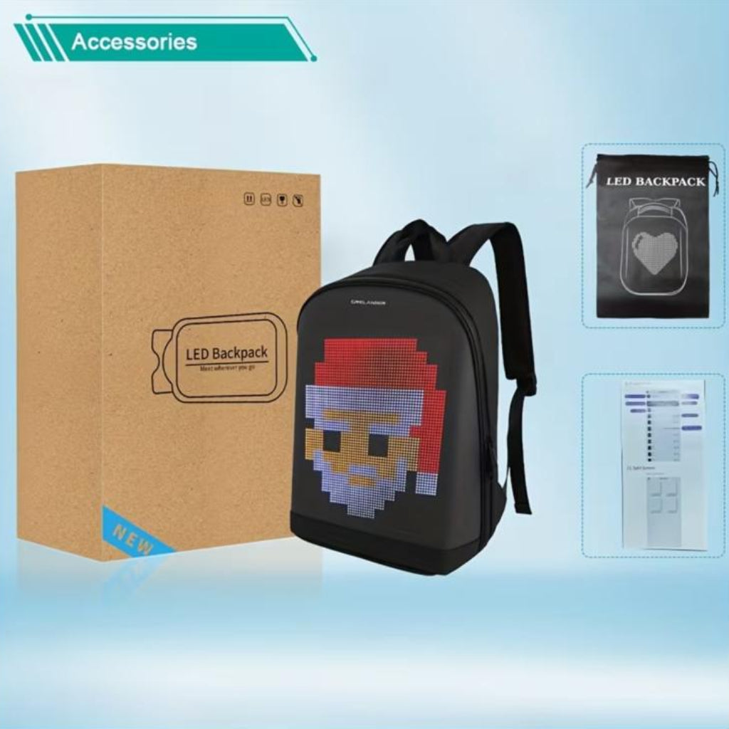LED Display Smart Backpack – DIY Programmable LED Screen, Business Advertising & Motorcycle Travel Backpack