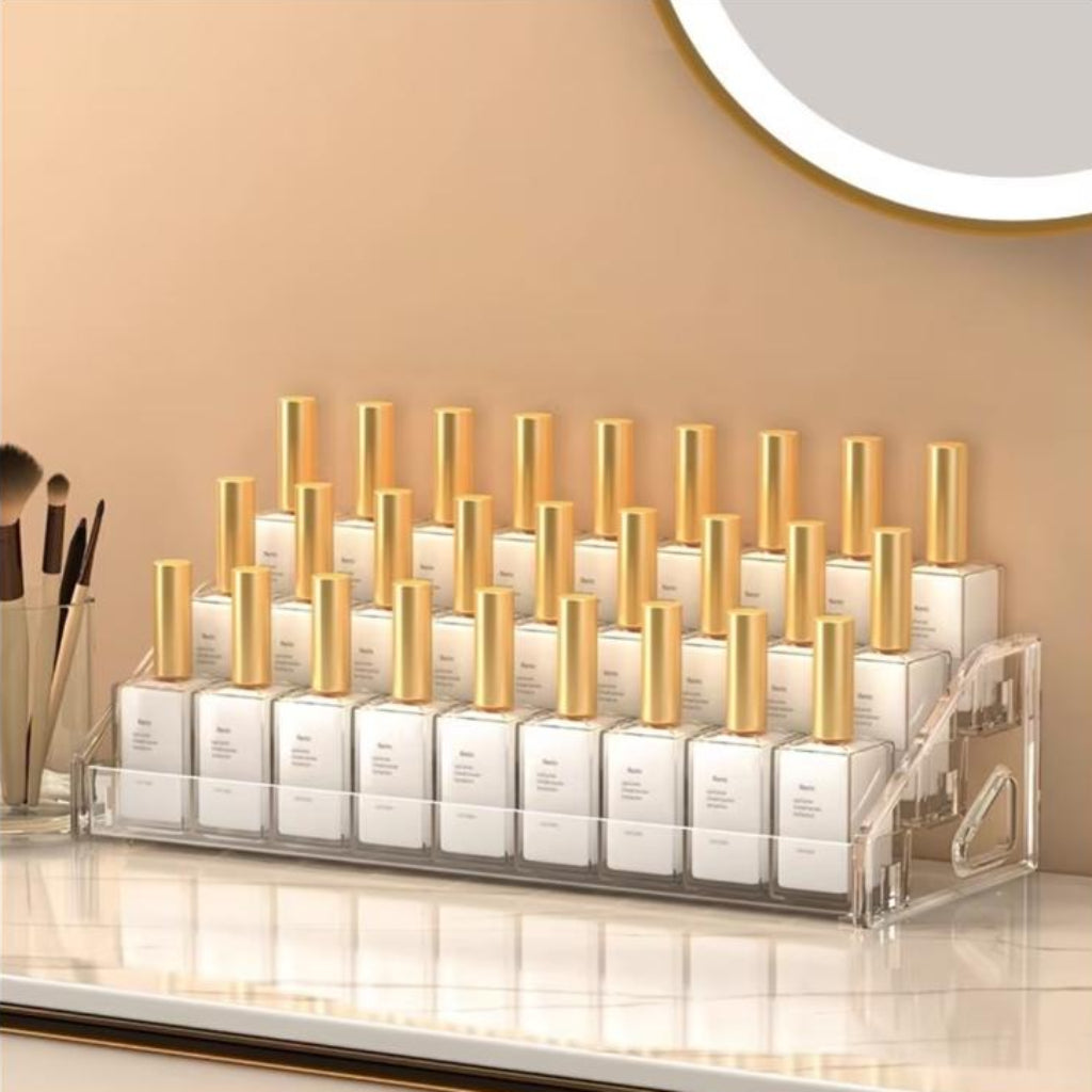 Large 3-Tier Clear Acrylic Nail Polish Organizer & Display Stand