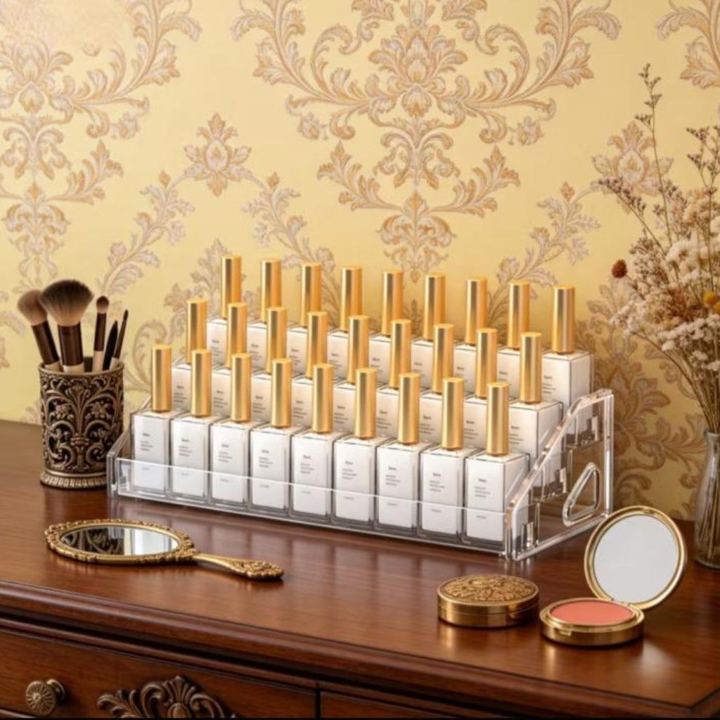 Large 3-Tier Clear Acrylic Nail Polish Organizer & Display Stand