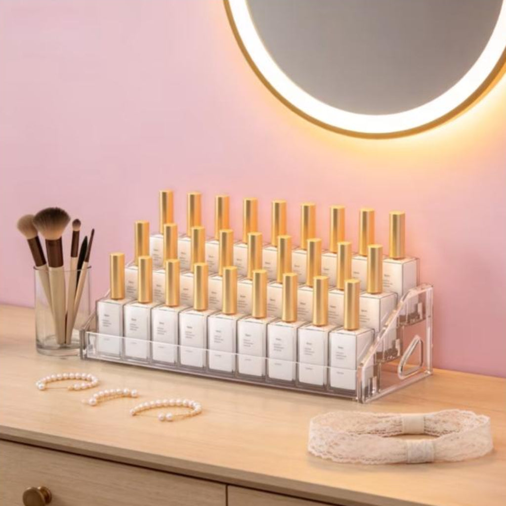 Large 3-Tier Clear Acrylic Nail Polish Organizer & Display Stand