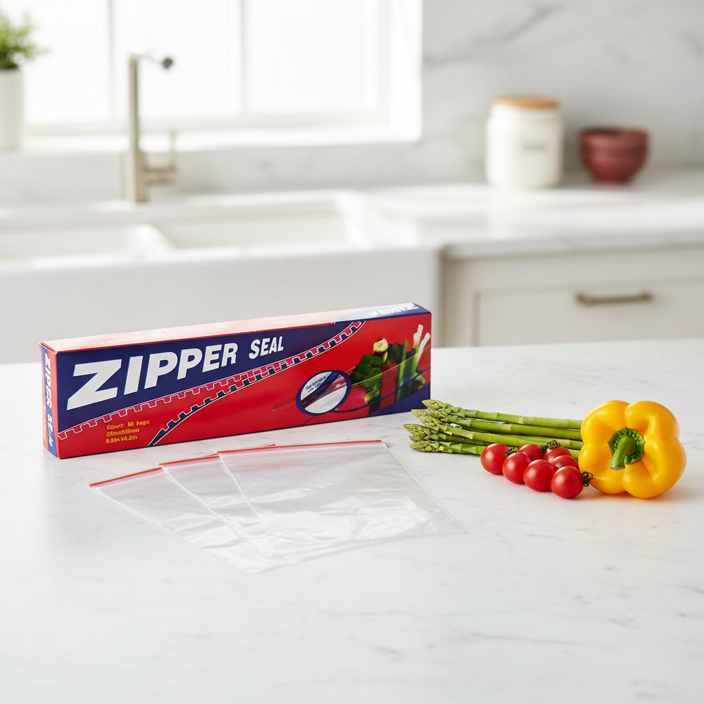 Clear Zipper Seal Storage Bags with Dispenser Box