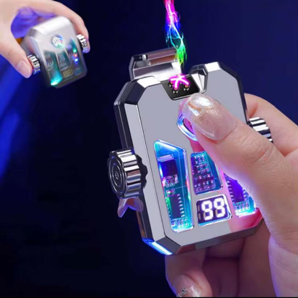 Rechargeable Double Arc Gyro Lighter with COB LED Light