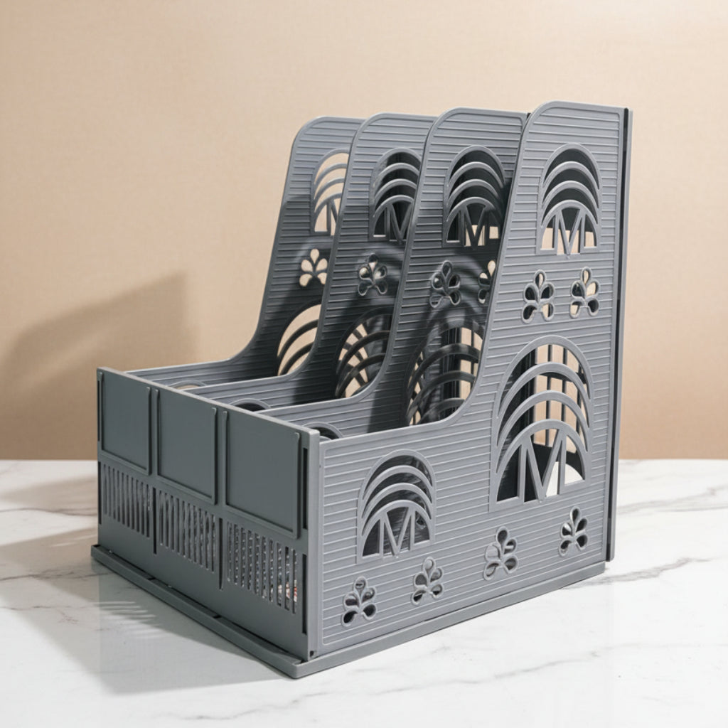 Multi-Compartment Desktop Data & File Rack Organizer