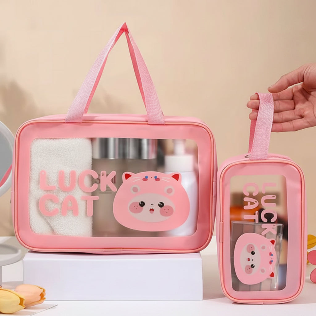 Transparent Waterproof Cosmetic & Toiletries Bag 3PCS Set – Multi-Size Travel Organizer