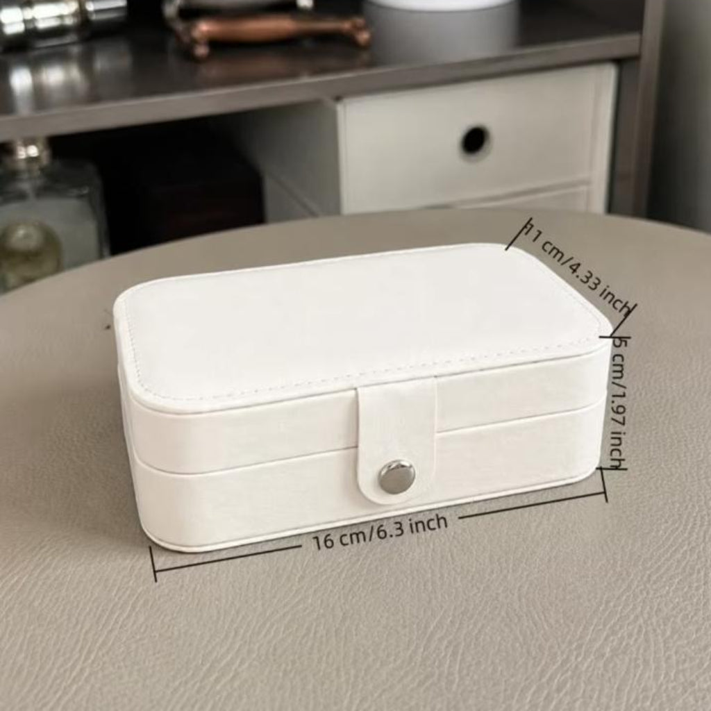 Portable Leather Travel Jewelry Organizer and Storage Box