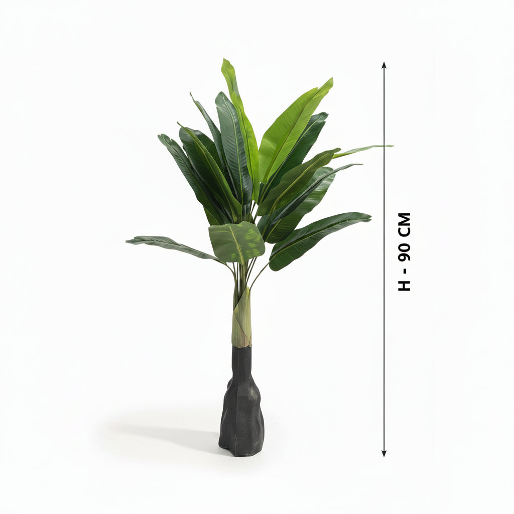Artificial Banana Tree Plant in Dark Textured Decorative Vase