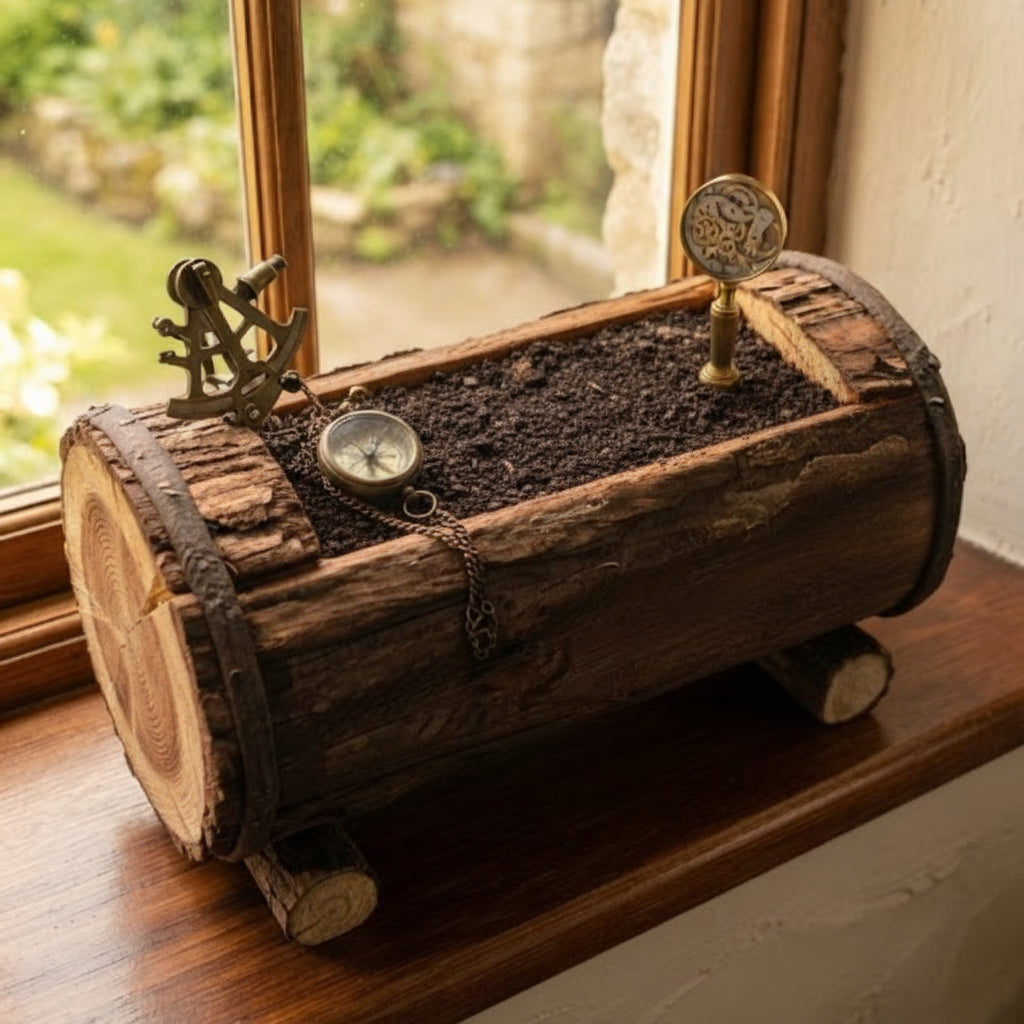 Rustic Wooden Flower Pot – Decorative Wooden Planter for Indoor & Outdoor Plants