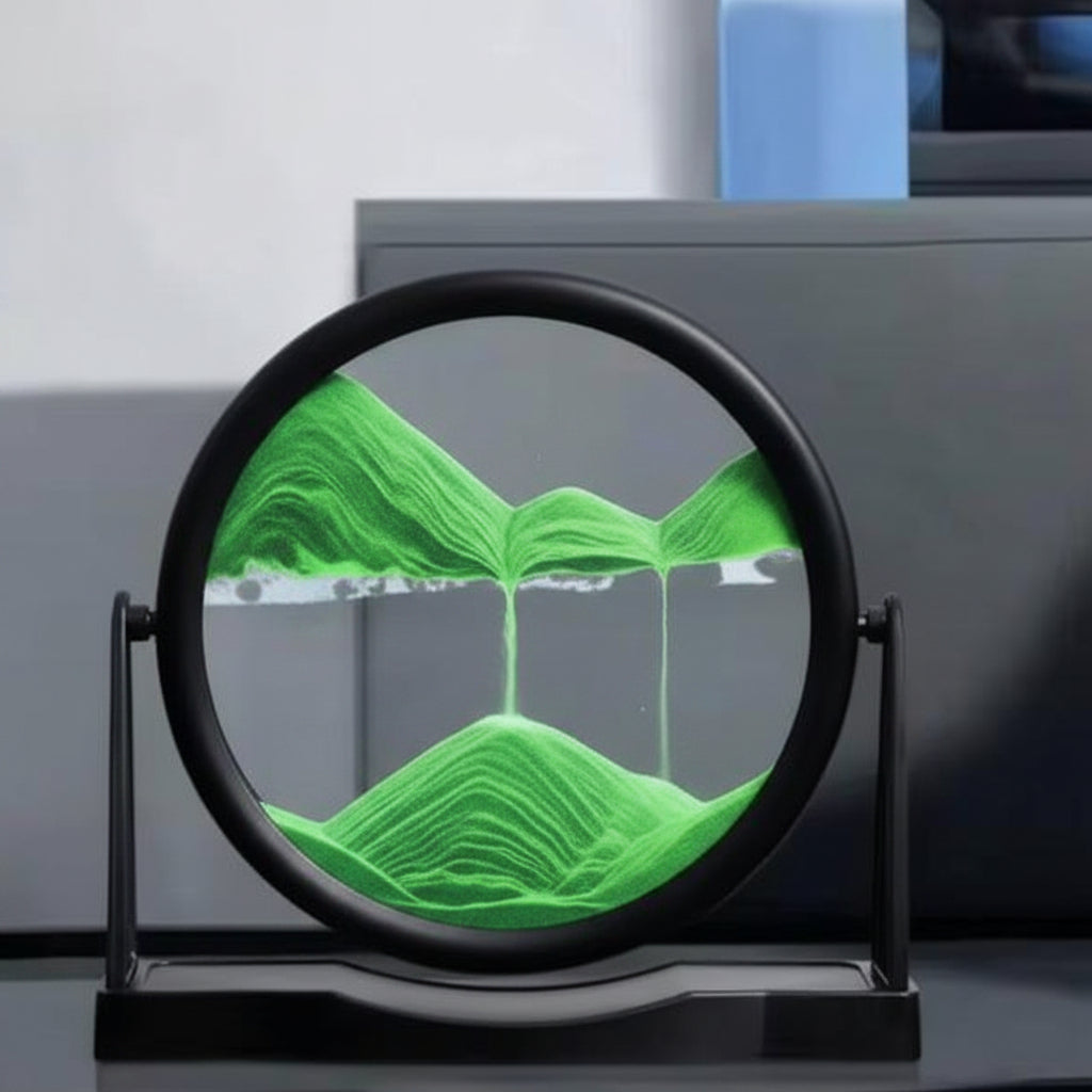 Dynamic Moving Sand Art Scape – Circular Glass Frame 3D Flowing Sand Picture for Home & Office Décor