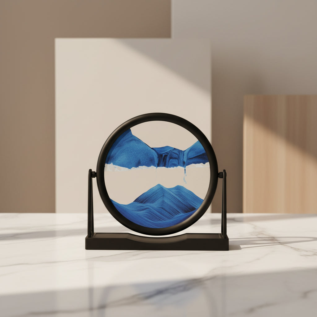Dynamic Moving Sand Art Scape – Circular Glass Frame 3D Flowing Sand Picture for Home & Office Décor