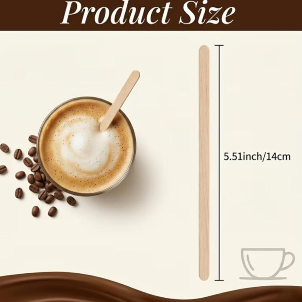150-Piece Bamboo Coffee Stirrer Sticks – Disposable Wooden Drink Stirrers