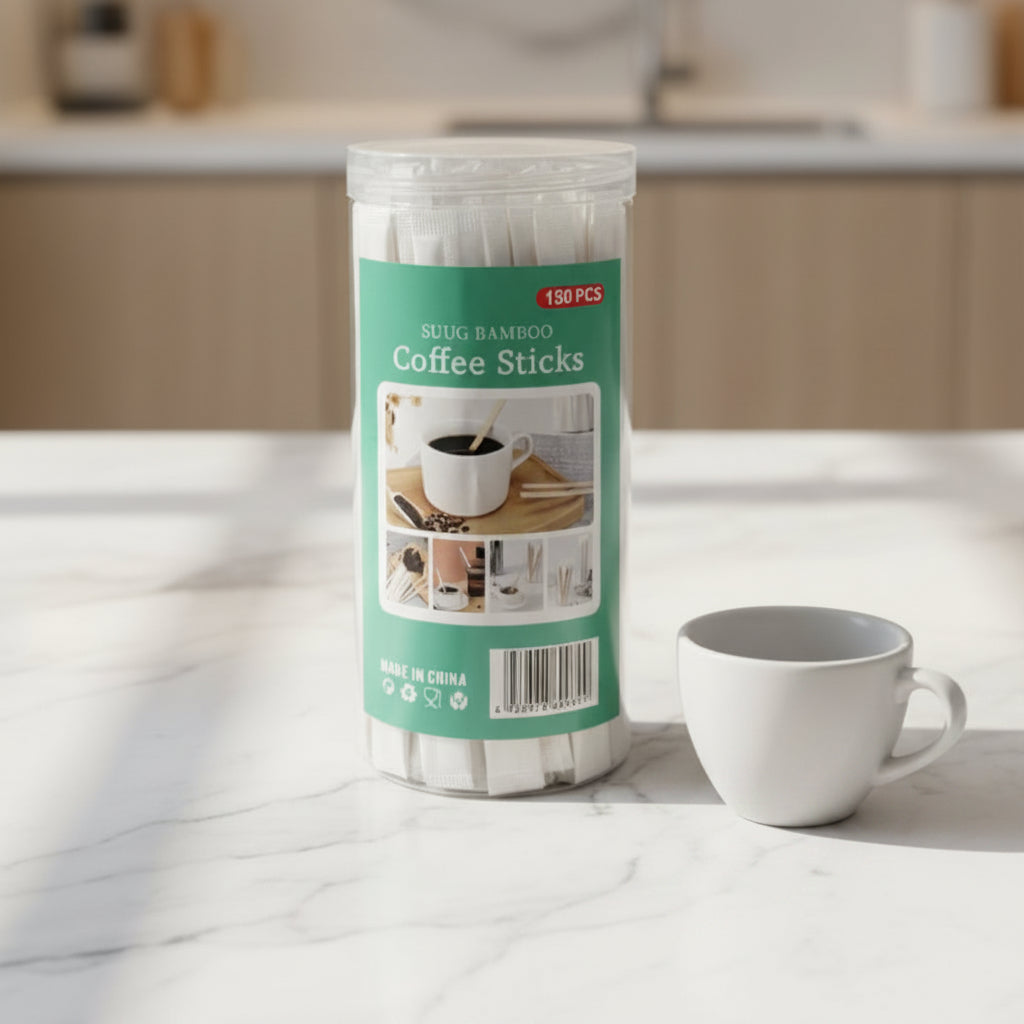 150-Piece Bamboo Coffee Stirrer Sticks – Disposable Wooden Drink Stirrers