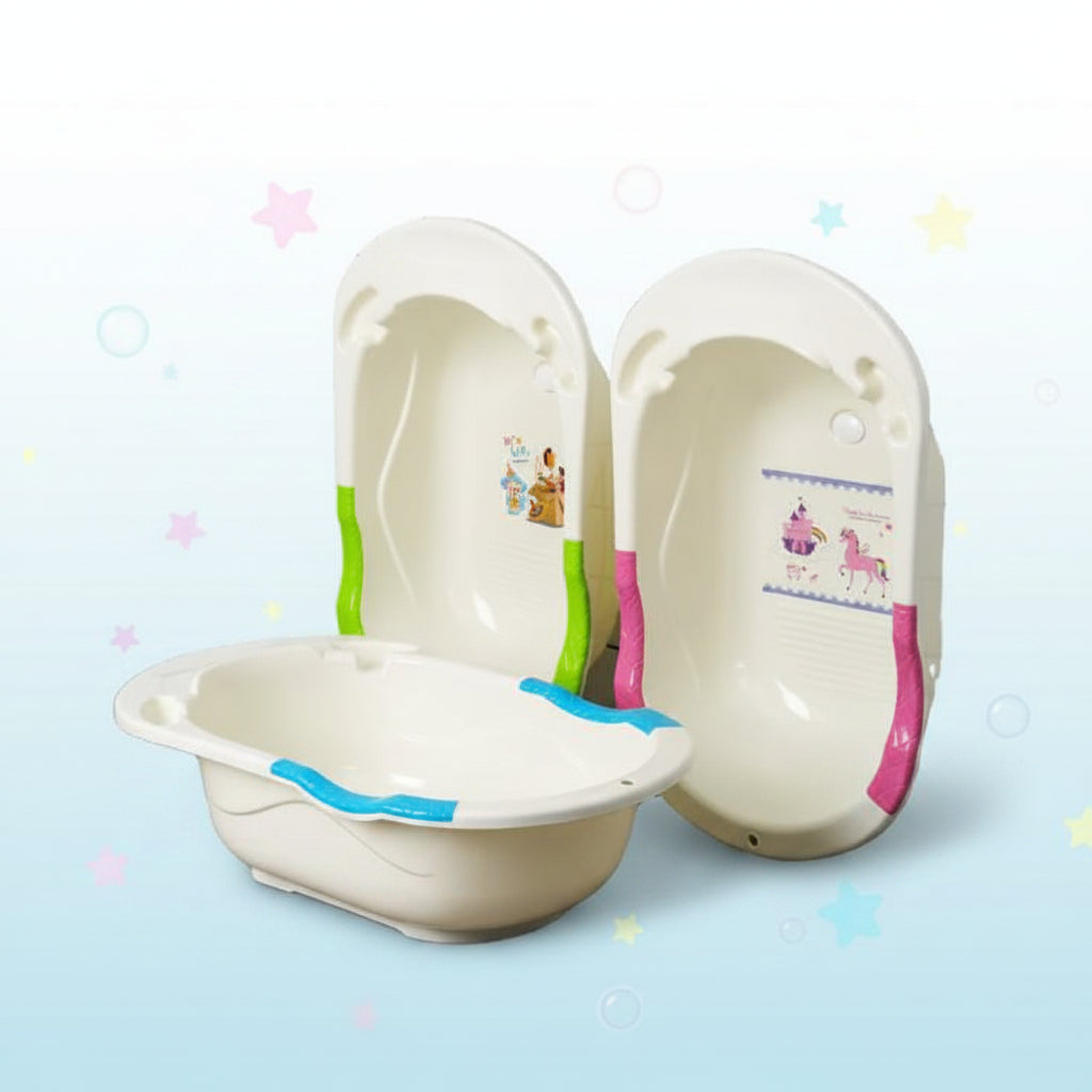 Portable Baby Bathtub with Cute Cartoon Design – Ergonomic Infant & Toddler Bath Tub