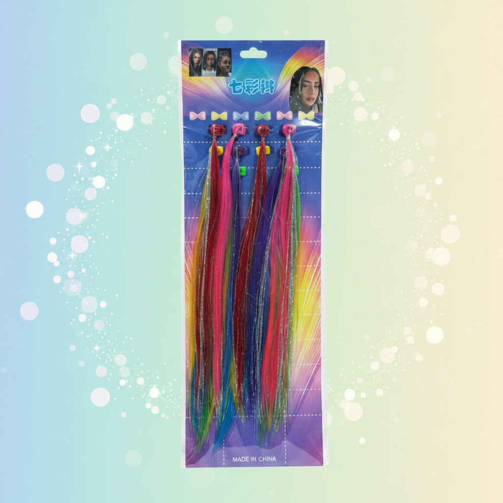 12-Piece Colorful Braided Hair Extensions Pack – Clip-In Hair Braids