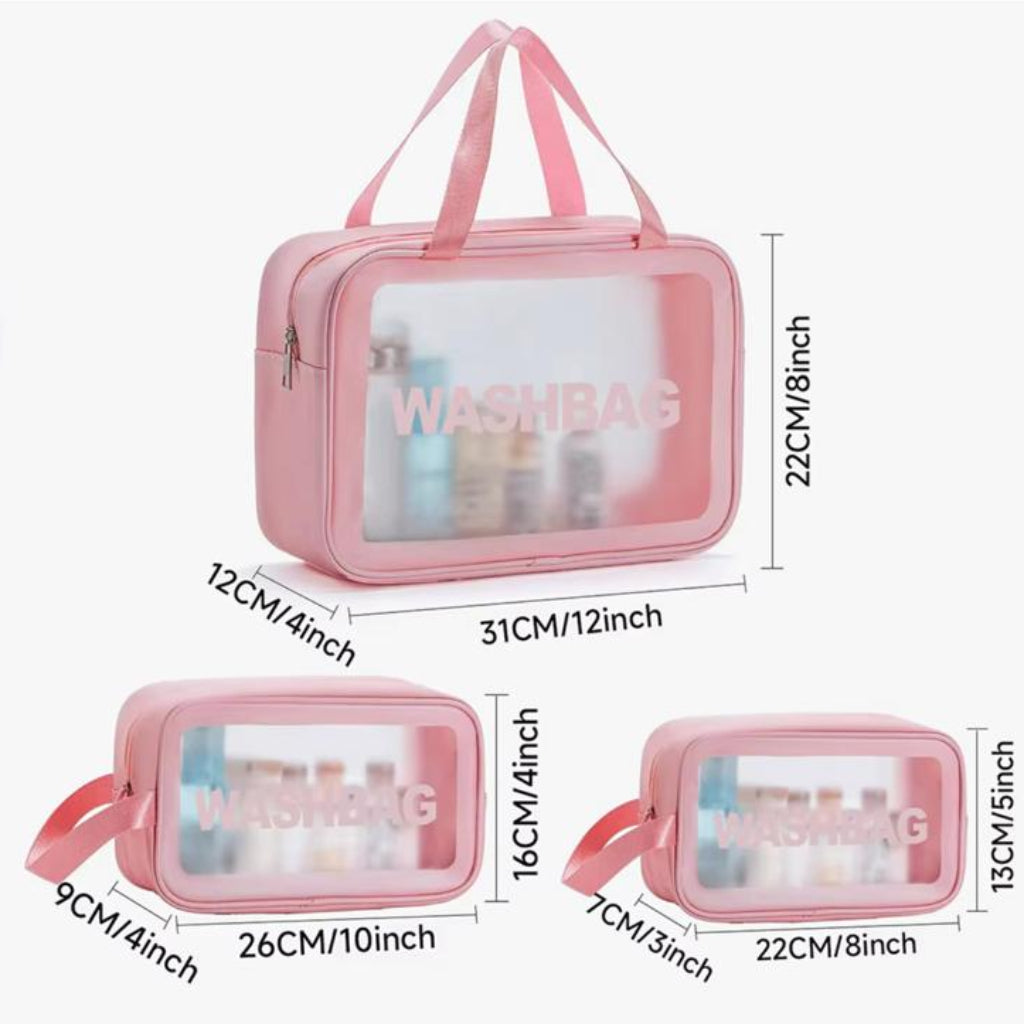Portable Waterproof Transparent Wash Bag – Clear Cosmetic & Toiletry Organizer