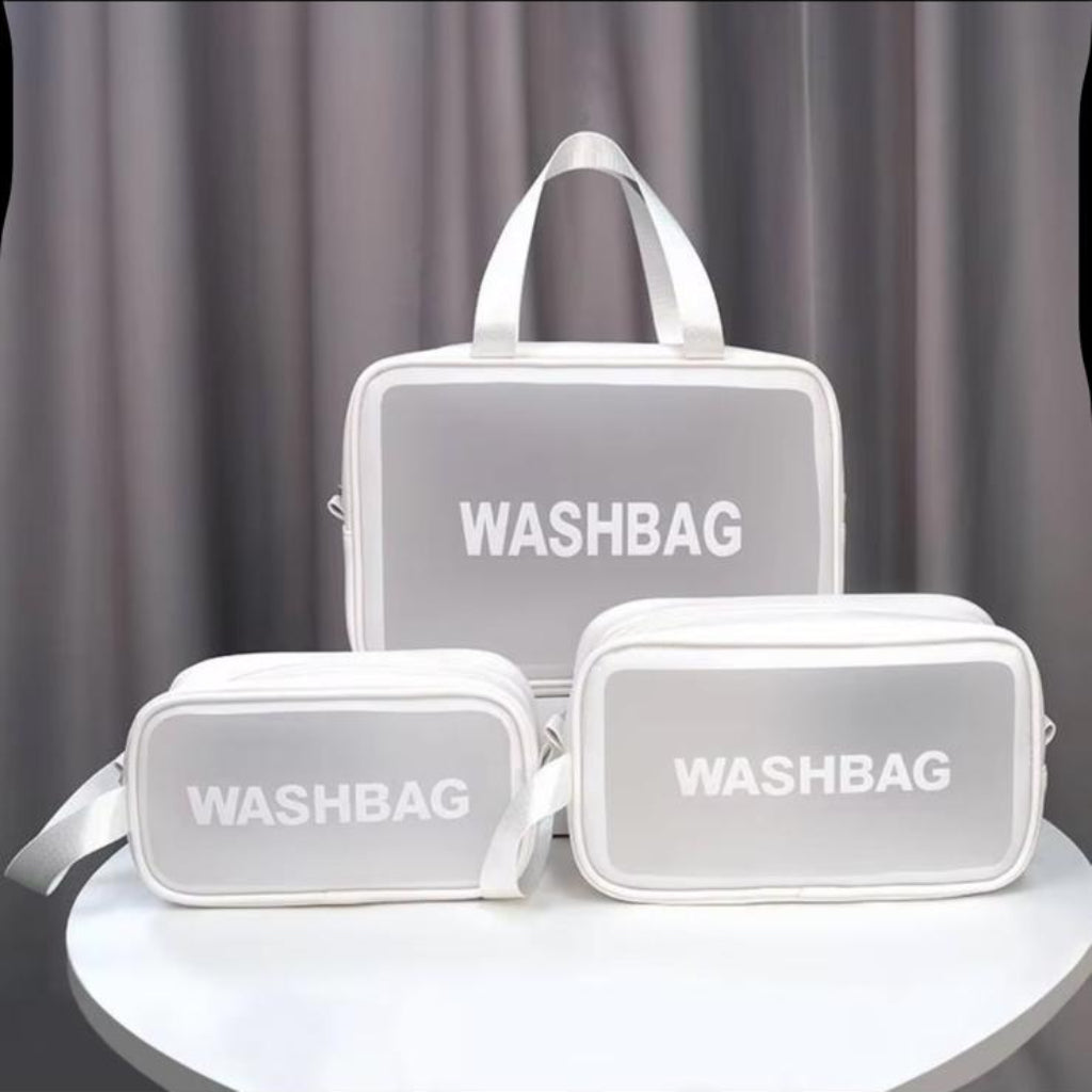 Portable Waterproof Transparent Wash Bag – Clear Cosmetic & Toiletry Organizer