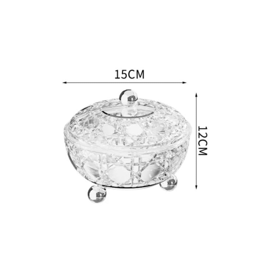 Luxury Clear Plastic Candy Dish with Lid & Ball Feet – Decorative Storage Bowl