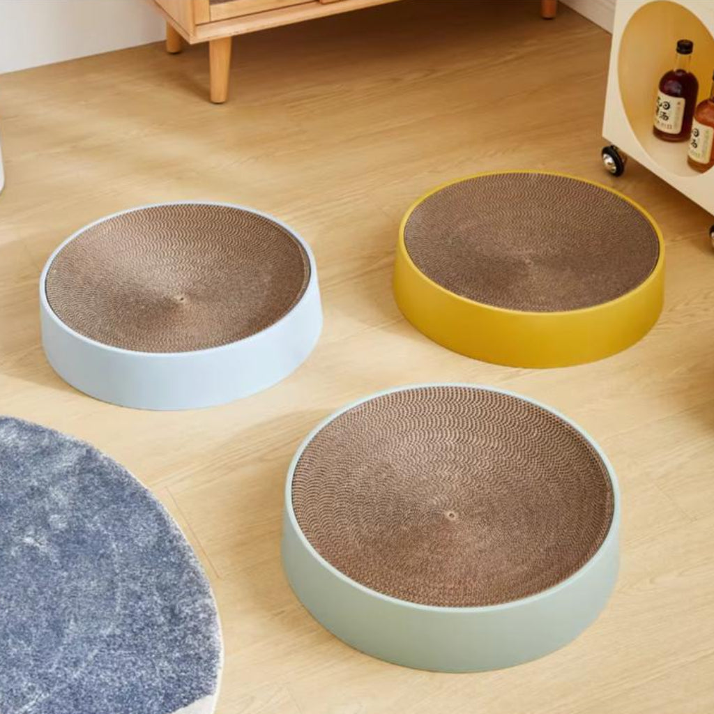 Round Corrugated Cat Scratching Bowl – Multifunctional Pet Lounge & Scratcher Bed