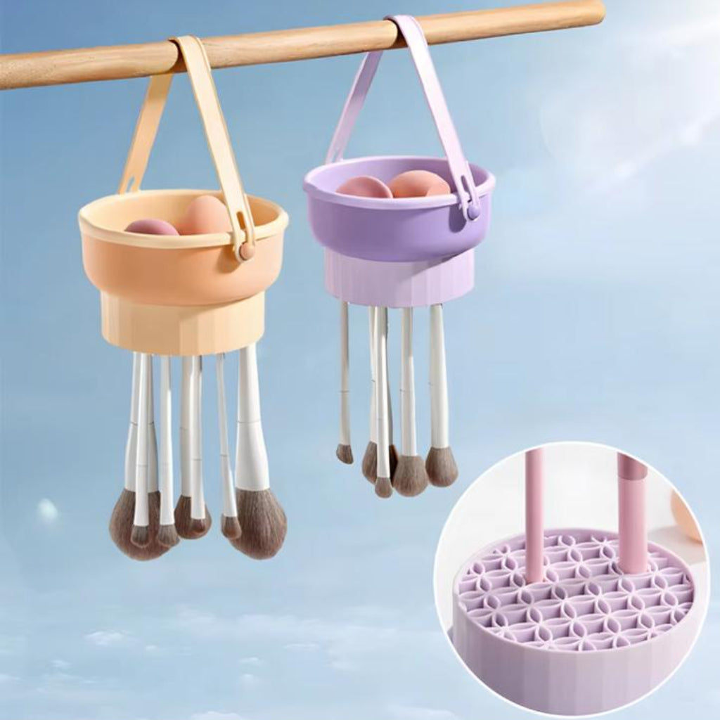 Collapsible Makeup Brush Cleaner & Drying Rack Holder