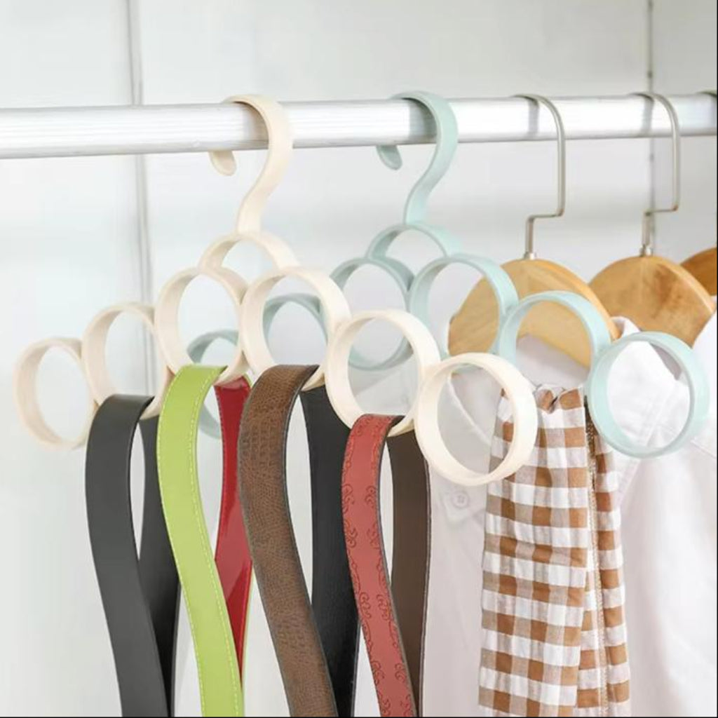 Multi-Ring Hanger – Belt, Tie & Scarf Organizer,3-piece set Assorted Colors