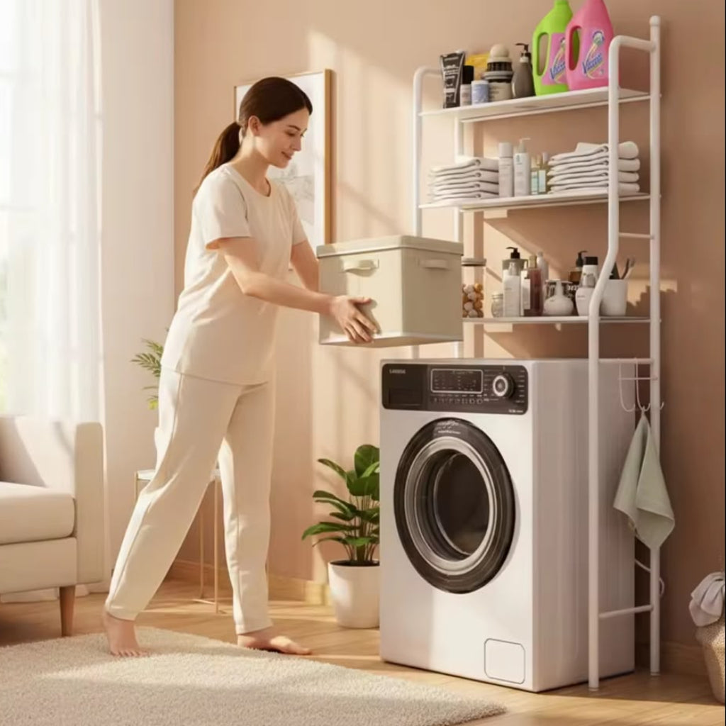 Multifunctional Laundry Machine Storage Shelf – Freestanding Over-the-Washer & Toilet Organizer