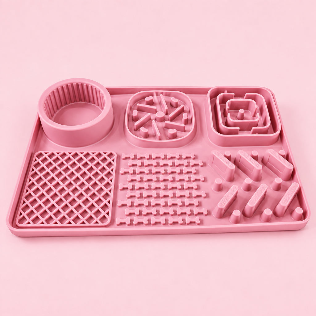 Slow Feeder Pet Mat – Multi-Compartment Silicone Interactive Puzzle Feeder for Dogs & Cats