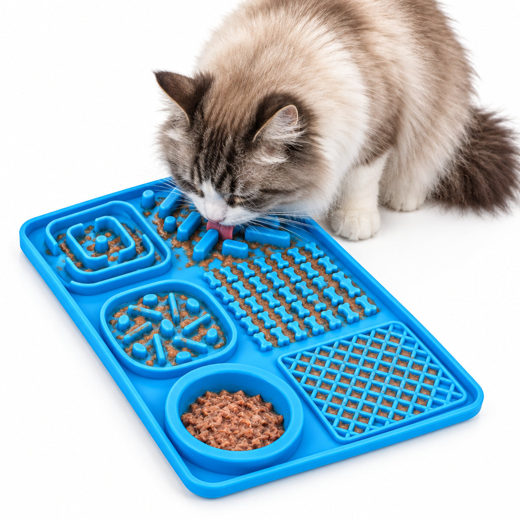 Slow Feeder Pet Mat – Multi-Compartment Silicone Interactive Puzzle Feeder for Dogs & Cats