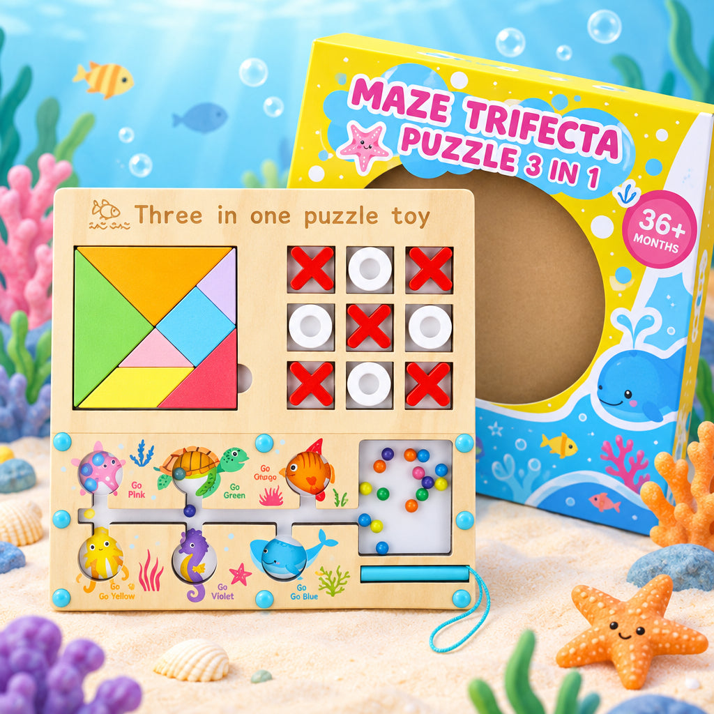 Maze Trifecta Puzzle – 3-in-1 Brain Teaser Puzzle Toy