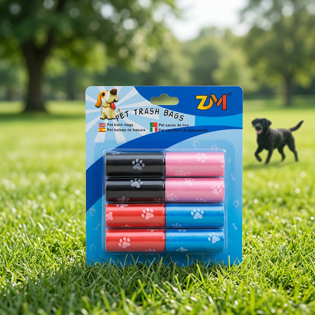 8 Rolls Multicolored Pet Waste Bags – Disposable Dog Poop Bags