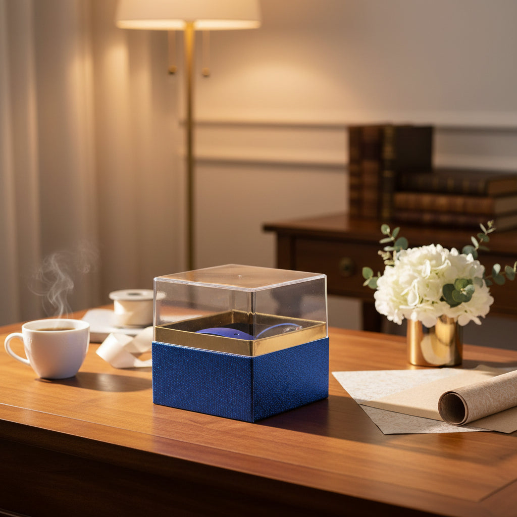 Small Acrylic Paper Gift Boxes with Clear Lids – 10x10 cm