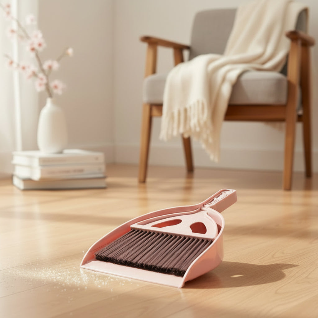 مجموعة مكنسة بلاستيكية ومجارف للمنزل، مستلزمات تنظيف مدمجة|تصميم مكنسة أنيق،