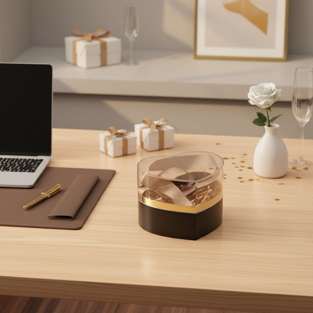 Red Heart Gift Box ( Size 14 x 11 CM ) Candy Box Paper Heart Shaped Gift Packing Box With Cover And Ribbon For Wedding Bridal Shower