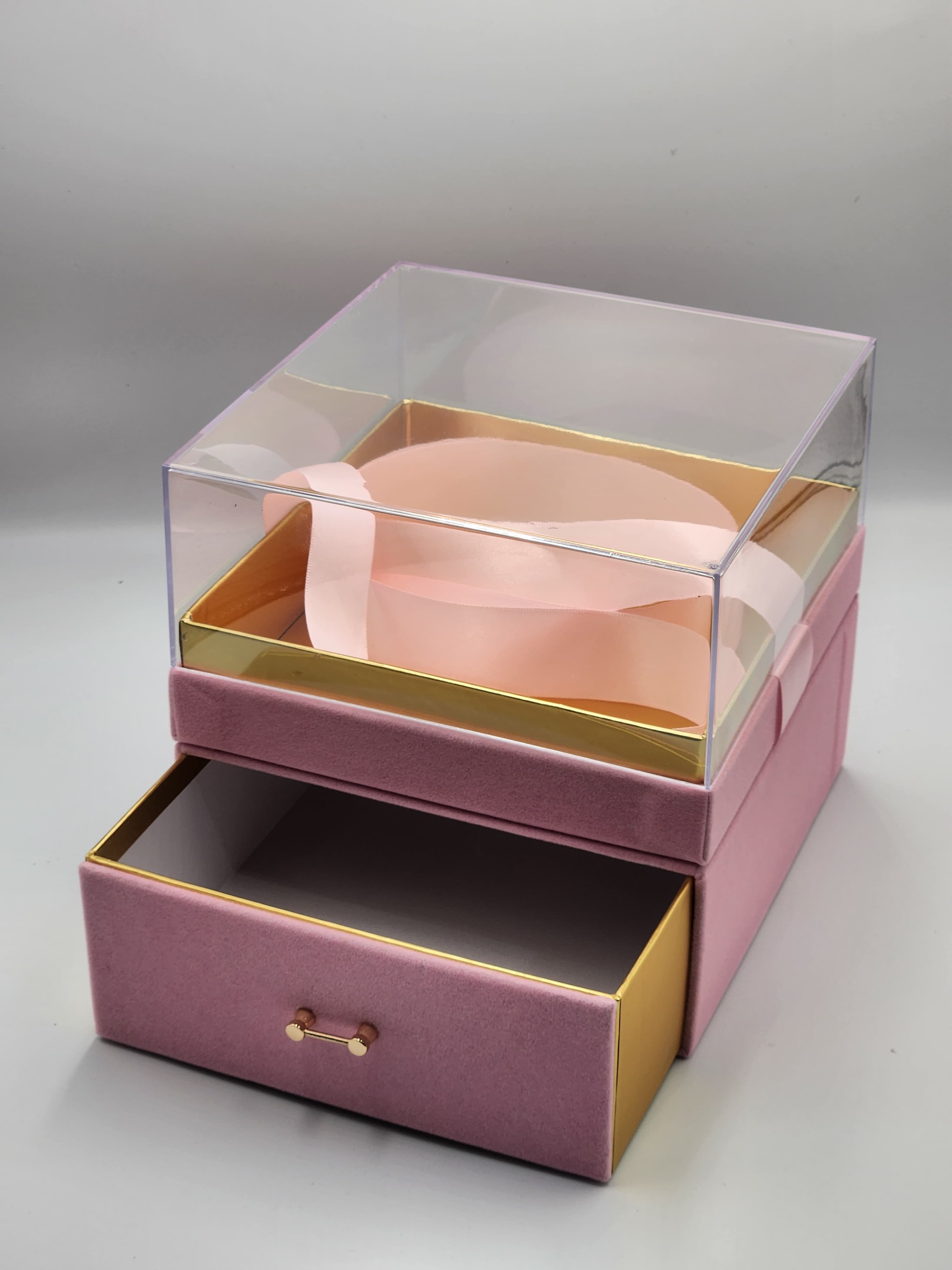 Luxury Square Acrylic, Plastic Gift Box Full View Gift Box with Drawer Design