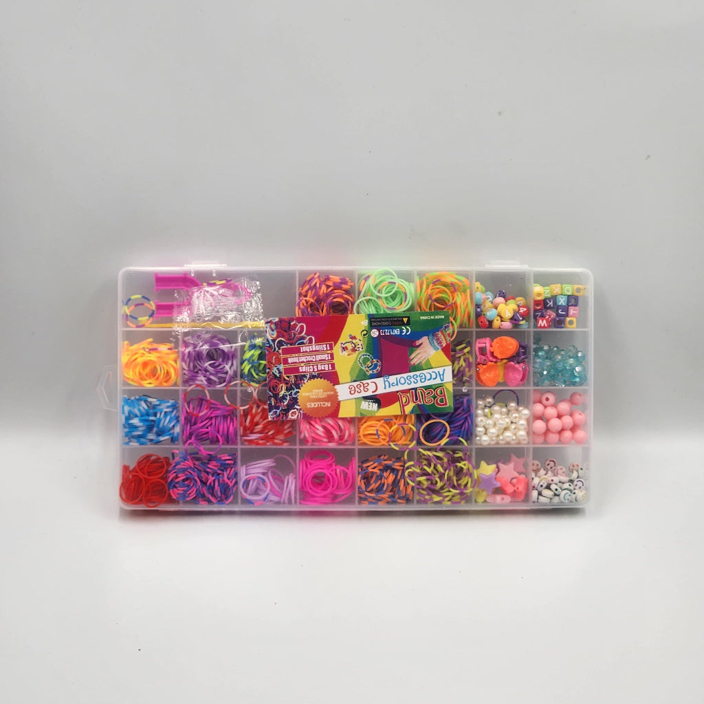 DIY Rubber Band Bracelet Making Kit Compartment Box with Colorful Bands for Crafting, Jewelry Accessories & Gifts