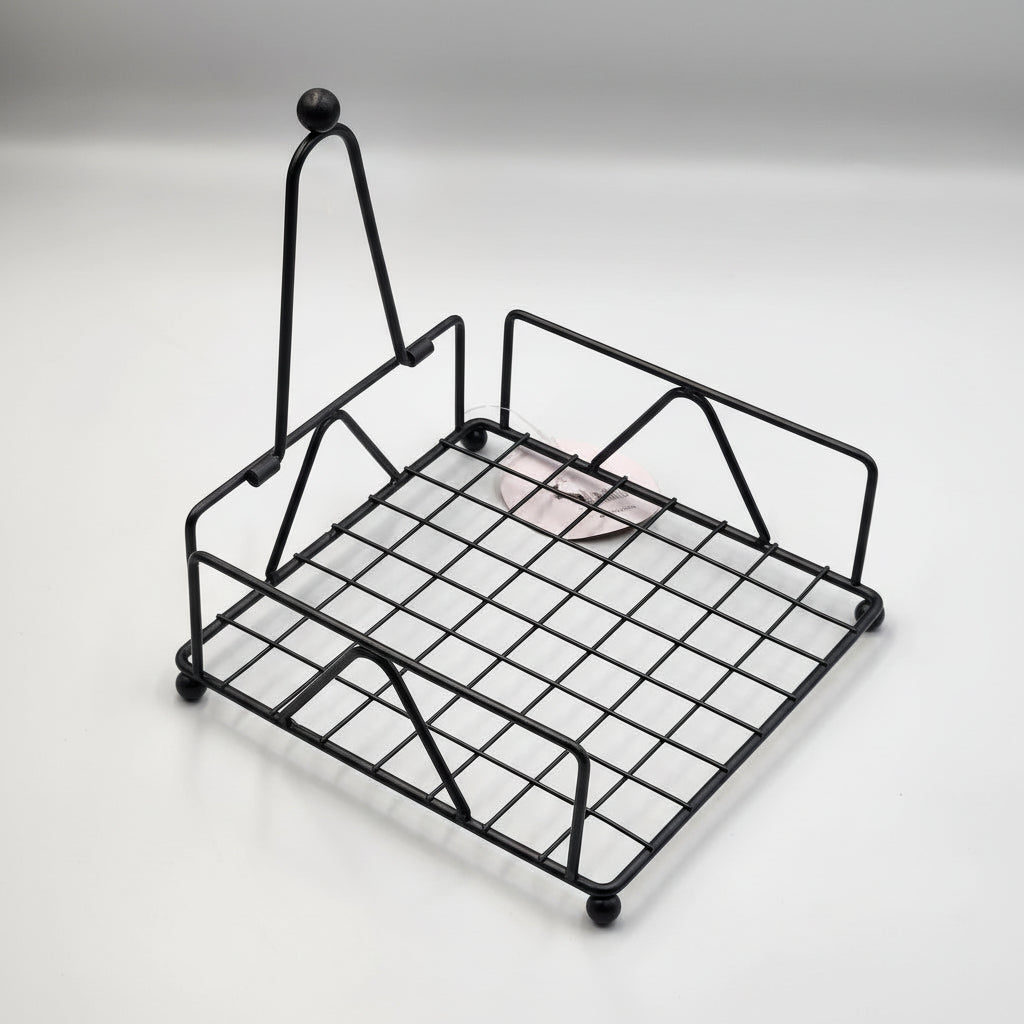 حامل مناديل ورقية معدنية سوداء اللون لمطعم الزفاف والحمام والمطبخ، حامل مناديل