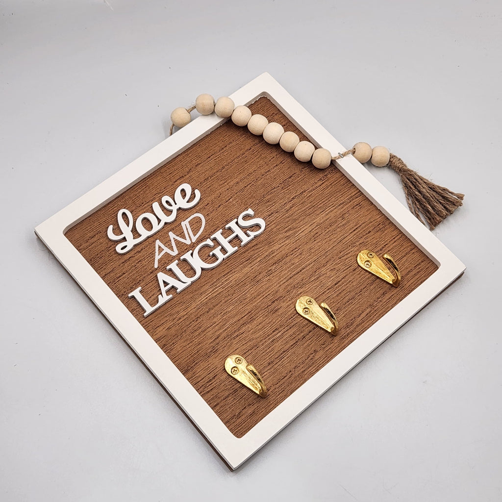 Wooden Key Holder with 3 Hooks – Vintage Wall-Mounted Organizer