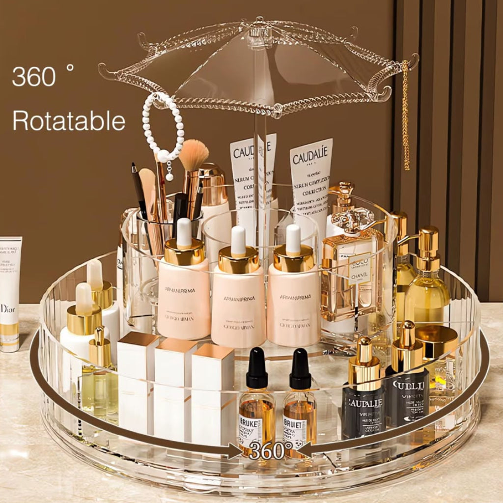 Luxury Plastic 360° Rotating Cosmetic Storage Box – Large Capacity Organizer