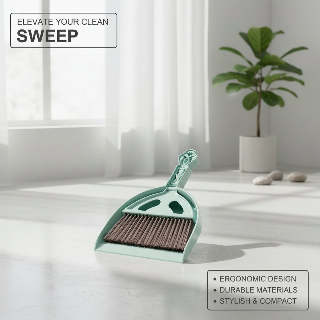 مجموعة مكنسة بلاستيكية ومجارف للمنزل، مستلزمات تنظيف مدمجة|تصميم مكنسة أنيق،