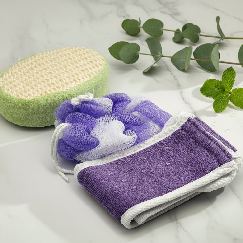 مجموعة إكسسوارات الحمام المميزة 3 في 1 للعناية اليومية بالجسم والاسترخاء - Okka عبر الإنترنت