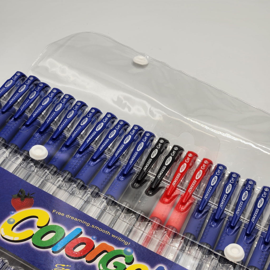24pcs Ballpoint Pen Set with Refills – Black, Blue & Red Ink