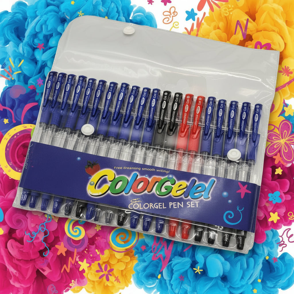 24pcs Ballpoint Pen Set with Refills – Black, Blue & Red Ink