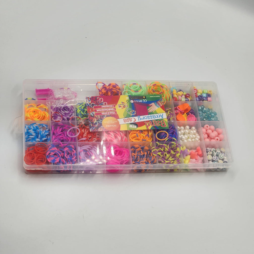 DIY Rubber Band Bracelet Making Kit Compartment Box with Colorful Bands for Crafting, Jewelry Accessories & Gifts