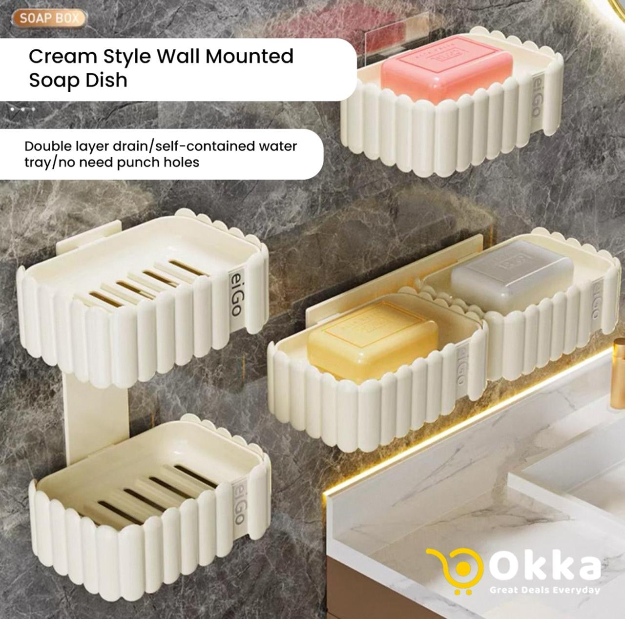 Double-Layer Rotatable Suction Cup Soap Holder – Wall-Mounted Bathroom Organizer