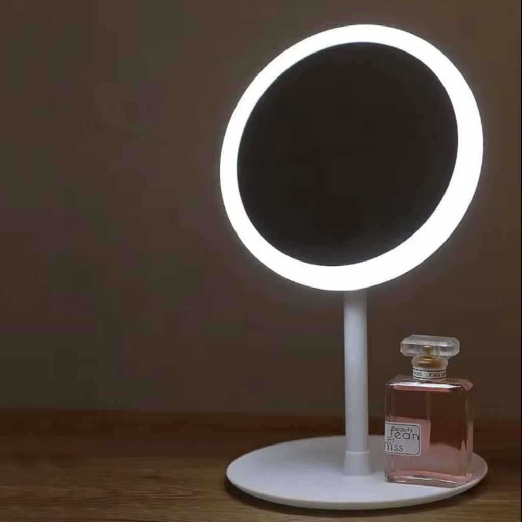 LED Lighted Makeup Mirror Desktop Vanity Mirror with Smart Touch Dimmer & Storage Base
