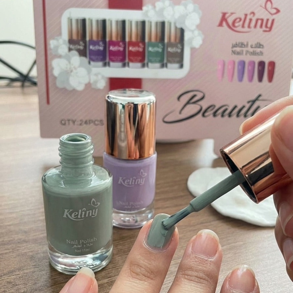 Keliny Professional Nail Polish – Multi-Shade Long-Lasting Salon Lacquer Collection with Rose Gold Caps (1PC)