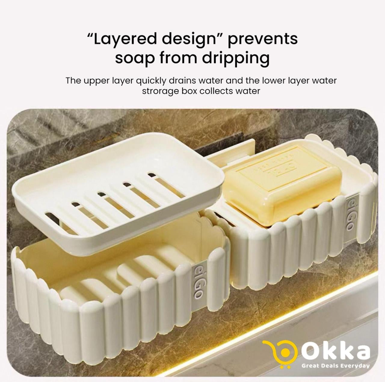 Double-Layer Rotatable Suction Cup Soap Holder – Wall-Mounted Bathroom Organizer